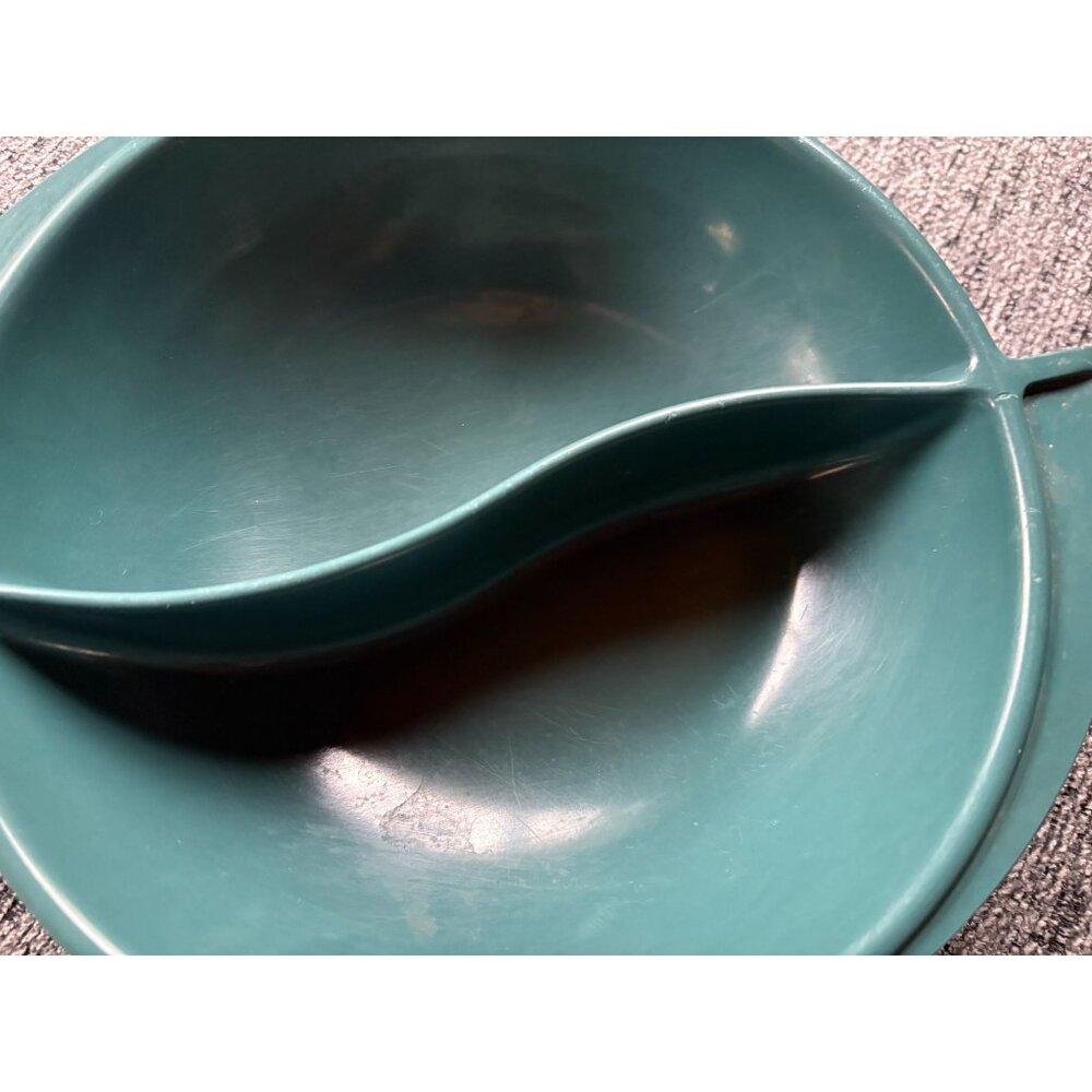 Boonton N.J. USA Vintage Teal Divided Dish Bowl 605-10‎ Durable Melamine Plastic